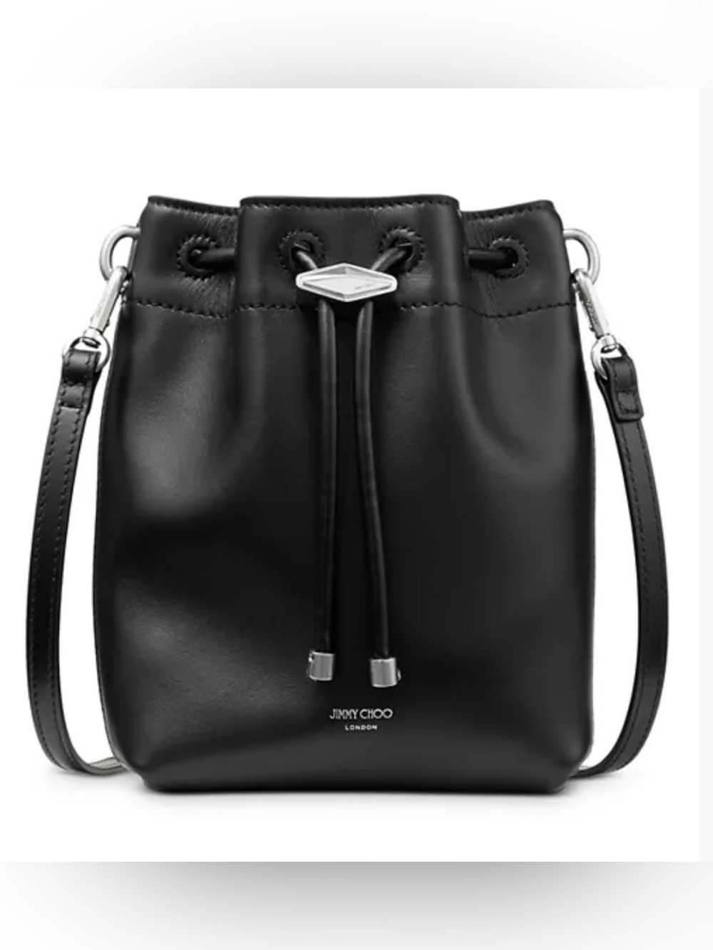 Jimmy Choo Black Leather Bon Bon Bucket Crossbody NWT